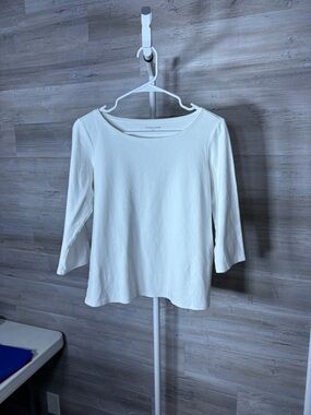 Eileen Fisher Off-White Boatneck Three-Quarter Sleeve Top 1875